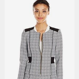 Calvin Klein tweed zip up blazer jacket. Size 14 petite.